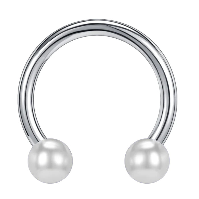 16g Pearl Stainless Circular Barbell Circular Barbells 16g - 5/16" diameter (8mm) - 3mm balls Cream