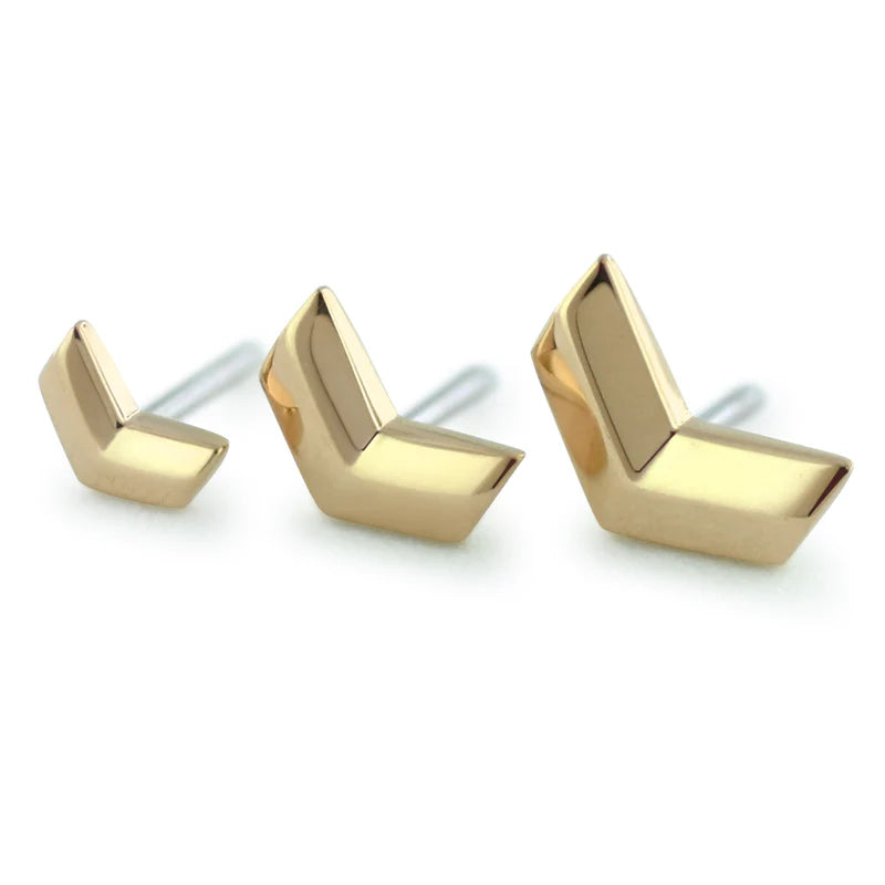 18k Gold Chevron Threadless End by NeoMetal Replacement Parts 3.0mm Yellow 18k Gold