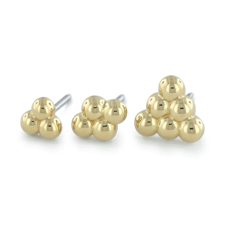 18k Gold Multi-Bead Cluster Threadless End by NeoMetal Replacement Parts 3 Beads Yellow 18k Gold