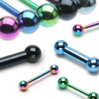 16g PVD Coated Industrial Barbell Industrials 16g - 1.1/4" long (32mm) - 4mm balls Rainbow