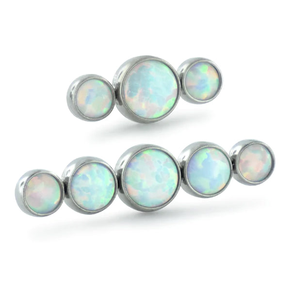 Linear Cabochon Cluster Threadless End by NeoMetal Replacement Parts 3-Cabochons (2/3/2mm) OW - White Opal
