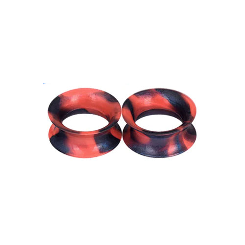 Black/Red Silicone Tunnels Plugs 0 gauge (8mm) Black/Red