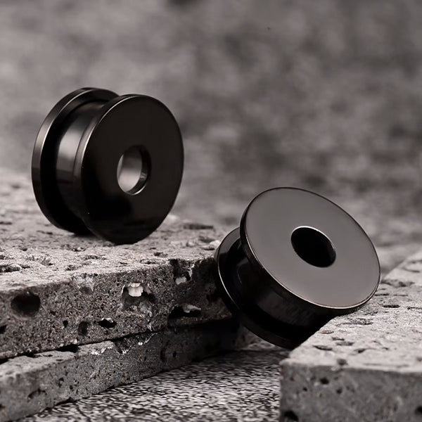 7/16 Inch (11mm) Black Screw-on Flesh Tunnels – Surgical Steel Ear Plugs, MallGoodies