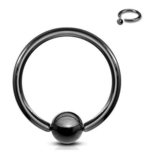20g Black Captive Bead Ring Captive Bead Rings 20g - 1/4" diameter (6mm) - 3mm bead Black