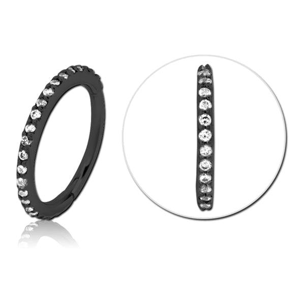 20g CZ Black Hinged Segment Ring Hinged Rings 20g - 5/16" diameter (8mm) Black