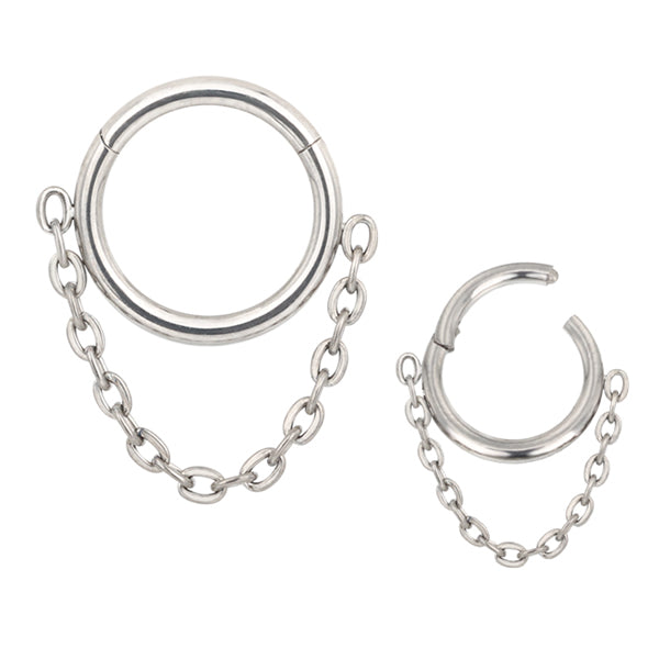 Chained Titanium Hinged Ring Hinged Rings 16g - 5/16" diameter (8mm) High Polish (silver)
