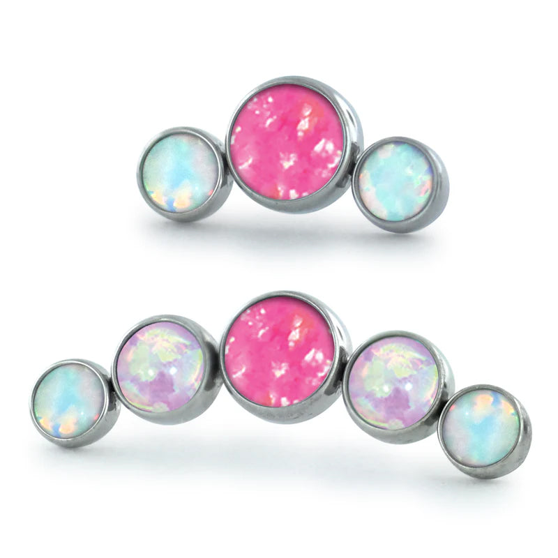 Dreamland Curved Cabochon Cluster Threadless End by NeoMetal Replacement Parts 3-Opals (2/3/2mm) Pink Power