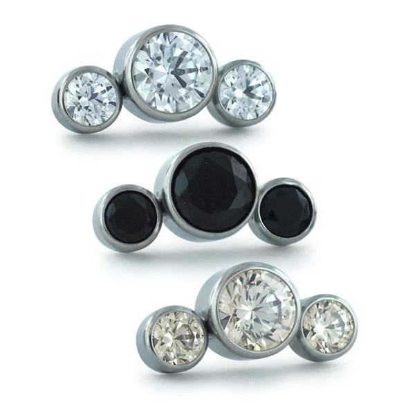 Curved CZ Cluster Threadless End by NeoMetal Replacement Parts 3-Gems (2/3/2mm) CZ - Cubic Zirconia