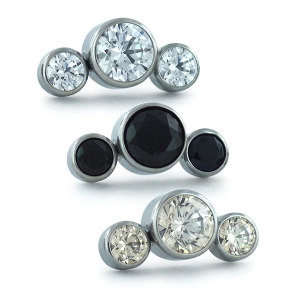 Curved 3-CZ Cluster Threadless End NeoMetal Body Jewelry – Tulsa