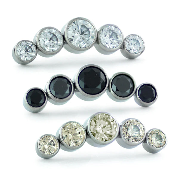 Curved CZ Cluster Threadless End by NeoMetal Replacement Parts 5-Gems (2/2.5/3/2.5/2mm) CZ - Cubic Zirconia
