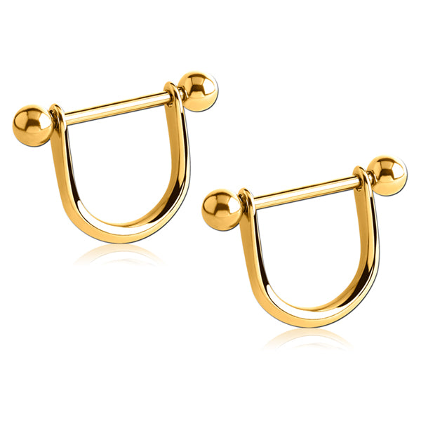 Internally Threaded Earrings Externally Threaded Nipple Rings Gold