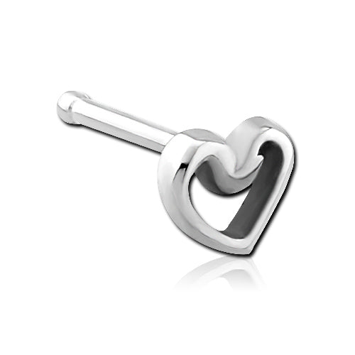 Heart Outline Stainless Nose Bone Nose 20 gauge - 1/4" wearable (6.5mm) Stainless Steel