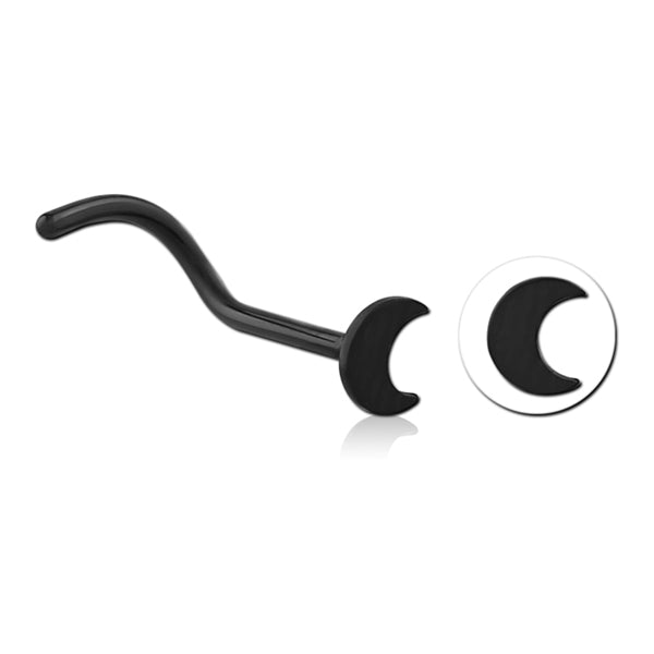 Moon Black Nostril Screw Nose 20g - 1/4" wearable (6.5mm) Black