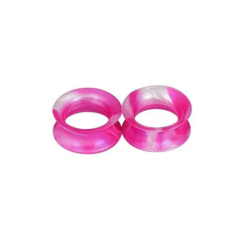 Pink/White Silicone Tunnels Plugs 6 gauge (4mm) Pink/White