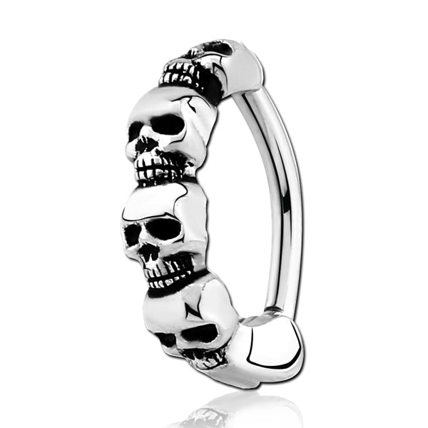 Skull Stainless Belly Clicker Belly Ring 14g - 3/8" long (10mm) Stainless Steel