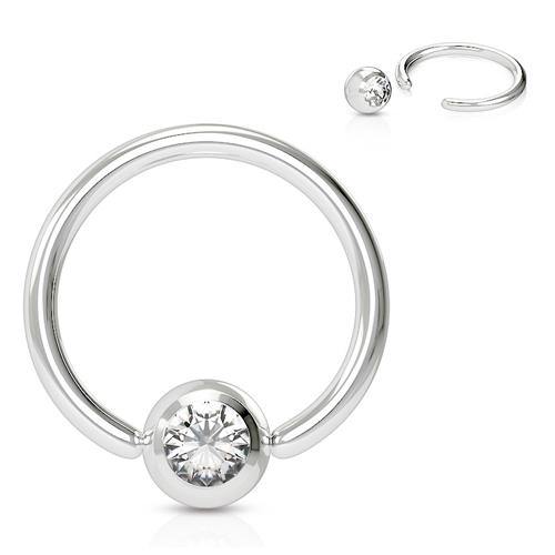 20g Stainless Captive CZ Bead Ring Captive Bead Rings 20g - 1/4" diameter (6mm) - 3mm bead Clear