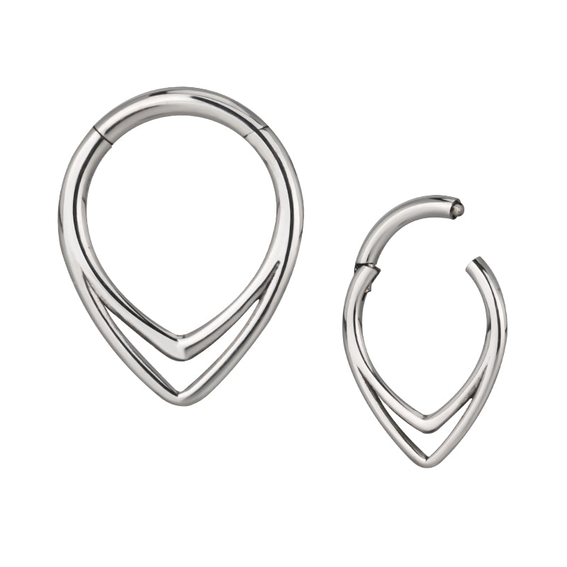 Double-V Titanium Hinged Ring Hinged Rings 16g - 5/16" diameter (8mm) High Polish (silver)
