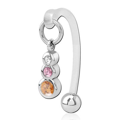 14g Bioflex Barbell w/ Neopolitan CZ Dangle Tulsa Body Jewelry
