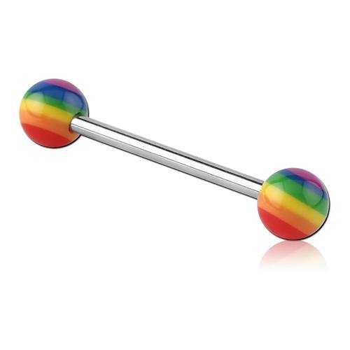 14g Rainbow Industrial Barbell Industrials 14g - 1-1/4" long (32mm) - 5mm balls Rainbow