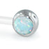 14g Side-set Cabochon Threadless End by NeoMetal Replacement Parts 14 gauge - 4mm end OW - White Opal