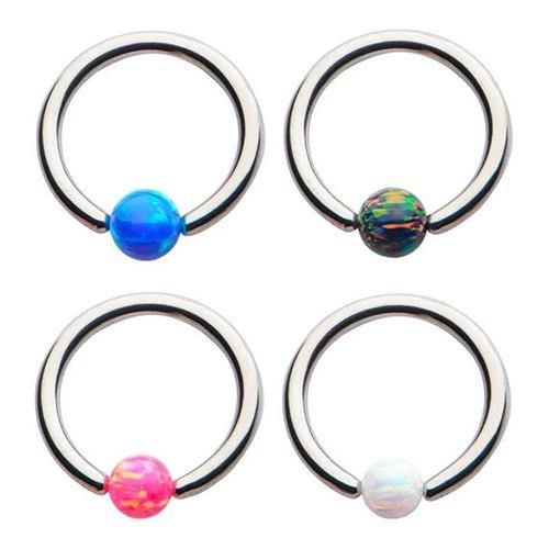 16g Stainless Captive Opal Bead Ring Captive Bead Rings 16g - 5/16