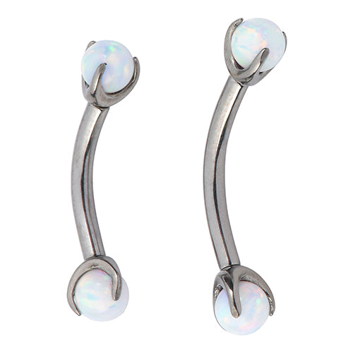16g Prong Opal Titanium Curved Barbell Curved Barbells 16g - 5/16