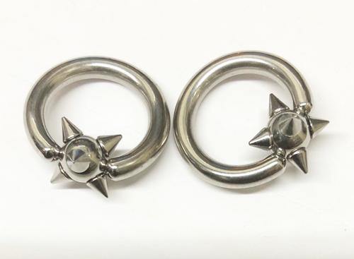 14g Stainless Captive Spiked Bead Ring Captive Bead Rings 14g - 15/32" diameter (12mm) Stainless Steel