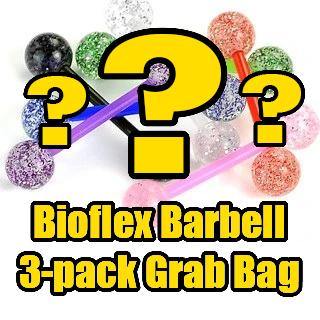 Bioflex Straight Barbell Grab Bag (3-Pack) Straight Barbells 14g - 5/8" long (16mm) - 6mm balls Assorted