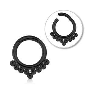 Bali Beaded Black Hinged Segment Ring Hinged Rings 16g - 5/16" diameter (8mm) Black