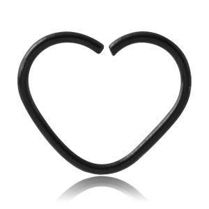 16g Heart Shaped Black Continuous Ring Continuous Rings 16g - 3/8" diameter (10mm) Black