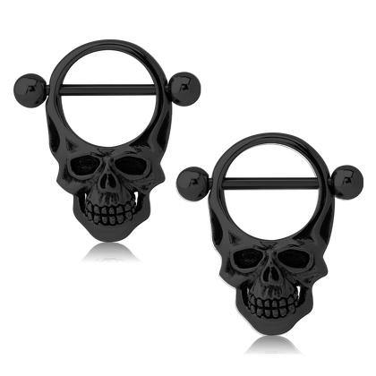 Skull Black Nipple Shields Nipple Shields 14g - 9/16" diameter (12mm) Black