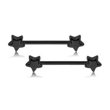 Star Black Nipple Barbells Tulsa Body Jewelry - Main Image