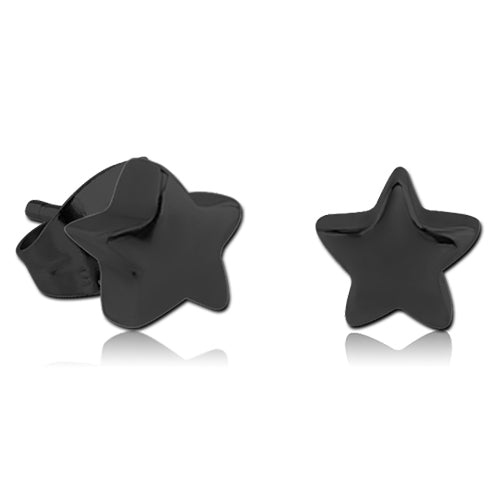 Star Black Stud Earrings Earrings 20 gauge Black