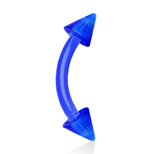 16g Spiked Bioflex Curved Barbell Curved Barbells 16g - 5/16" long (8mm) Dark Blue