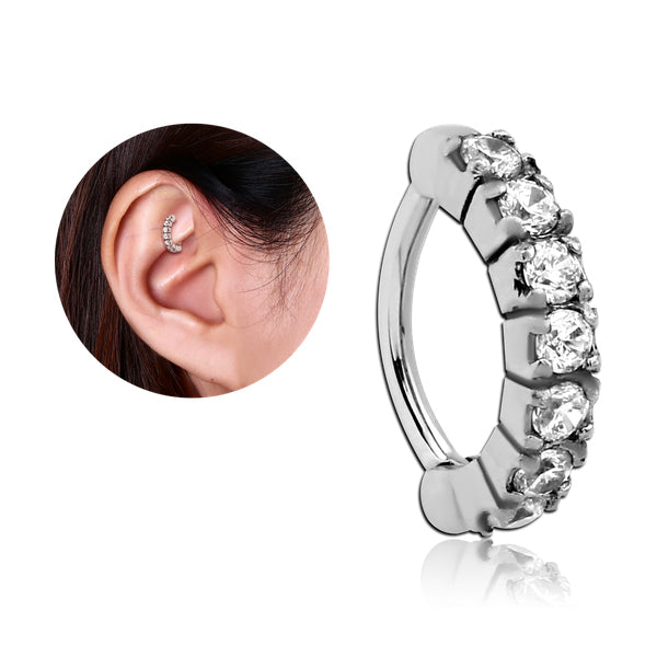 Stainless CZ Paved Cartilage Clicker Cartilage 16g - 5/16