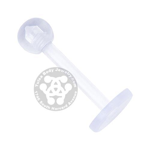 14g Clear Bioflex Labret Retainer Retainers 14g - 1/4" long (6mm) - 4mm ball Clear