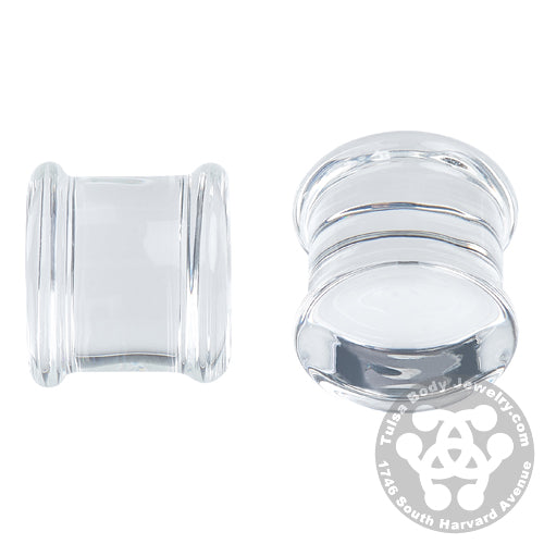 thumbnail image 2 of PAIR Clear Faceted Crystal Glass Double Flared Saddle Plugs 6g To 5/8 Inch 2 of 2