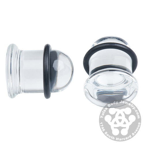 Single Flare Clear Plugs by Glasswear Studios Plugs 12 gauge (2mm) Clear