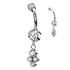 Cluster CZ Titanium Belly Dangle Belly Ring 14g - 3/8" long (10mm) Clear