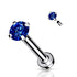 16g CZ Prong Stainless Micro-Disc Labret Labrets 16g - 5/16" long (8mm) - 2mm cz Dark Blue