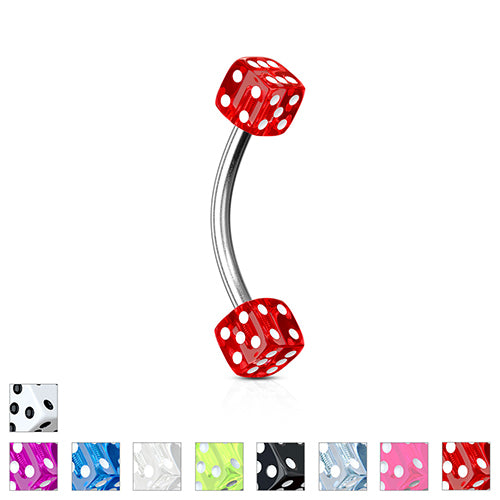 Acrylic Dice Curved Barbell Curved Barbells 16g - 5/16