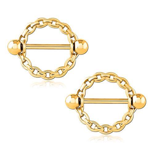 Chain Gold Nipple Shields Nipple Shields 14g - 9/16" diameter (14mm) Gold