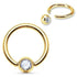 14g Gold Captive CZ Bead Ring Captive Bead Rings 14g - 5/16" diameter (8mm) - 3mm bead Clear
