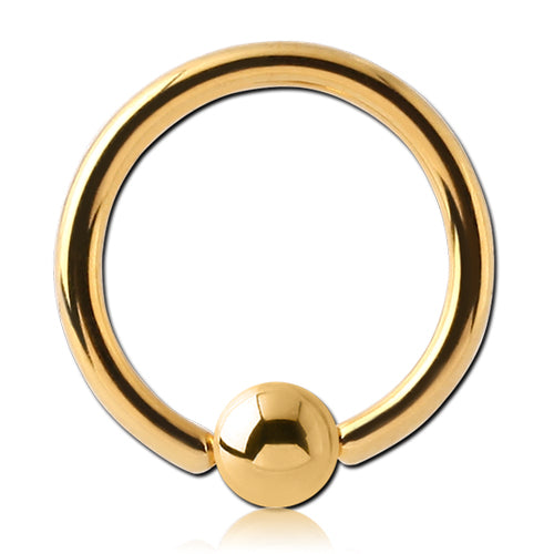 16g Gold Captive Bead Ring Captive Bead Rings 16g - 1/4" diameter (6mm) - 3mm bead Gold