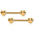 Heart Gold Nipple Barbells Nipple Barbells 14g - 3/8" long (10mm) Gold