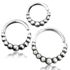 Graduated Beads Sterling Silver Continuous Ring Continuous Rings 16g - 5/16