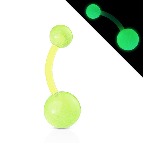 Glow-in-the-Dark Bioflex Belly Ring Belly Ring 14g - 3/8" long (10mm) Light Green