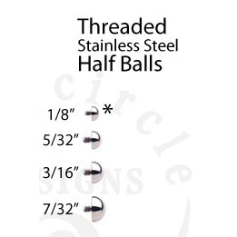 Threaded Half-Ball by Body Circle Designs Replacement Parts 14g to 8g - 5/32