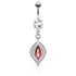 Ruby Marquise CZ Belly Dangle Belly Ring 14 gauge - 3/8" long (10mm) Stainless Steel