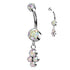 Cluster CZ Titanium Belly Dangle Belly Ring 14g - 3/8" long (10mm) Opalescent